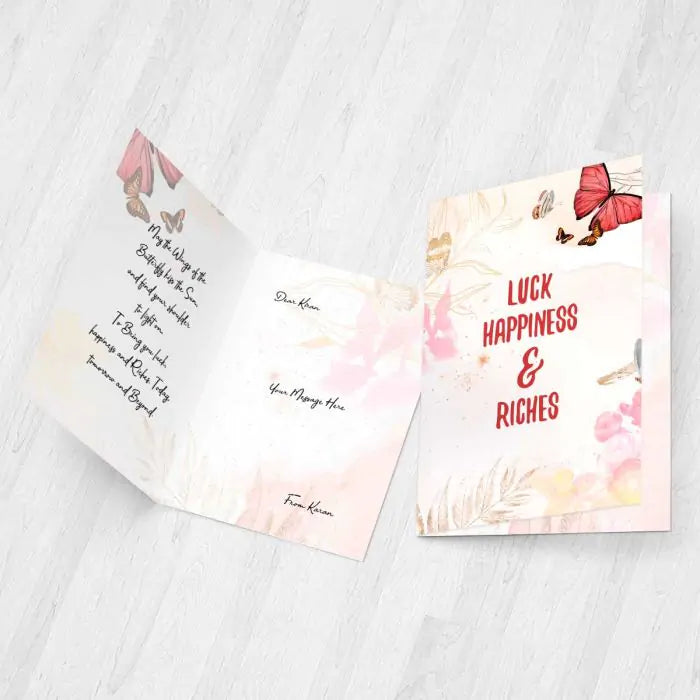 Personalised Good Luck Happiness & Riches Card