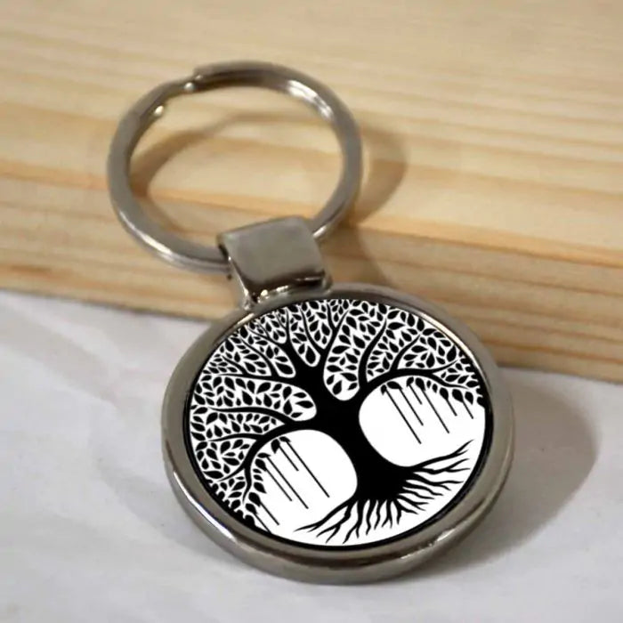 Connection to Everything Tree of Life Round Metal Keychain-3