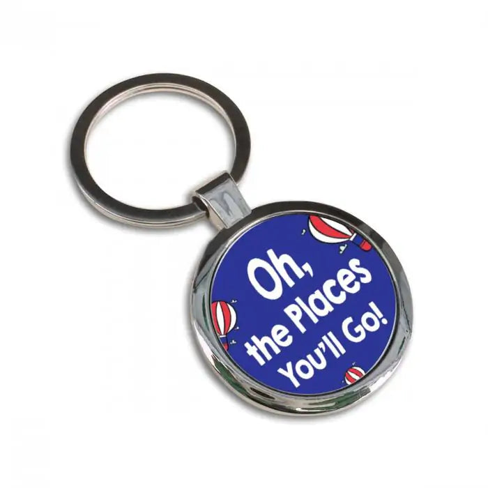 Oh The Places You'll go! Round Metal Keychain