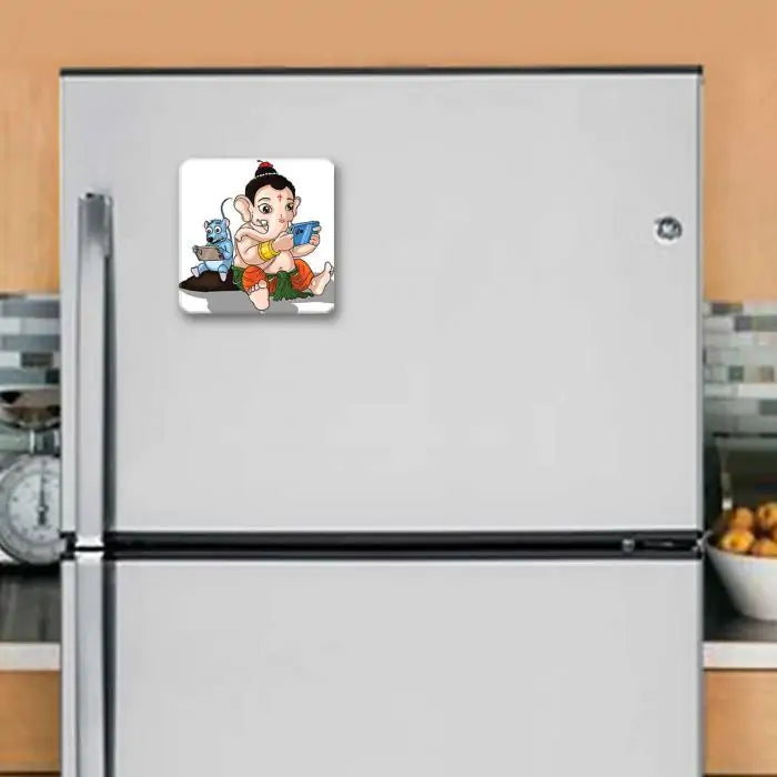 Digital Ganesha Wooden Fridge Magent 9 x 9 cm (3.5x3.5)-2
