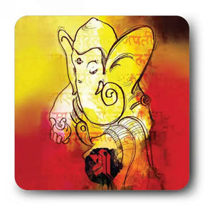 Shree Ganesha Wooden Fridge Magnet 9 x 9 cm (3.5x3.5)