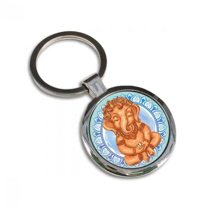 Bala Ganesha Round Metal Keychain-3