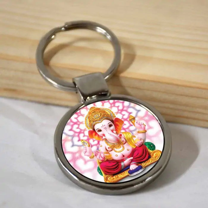 Ganesha Siddhi Vinayaka Round Metal Keychain-1