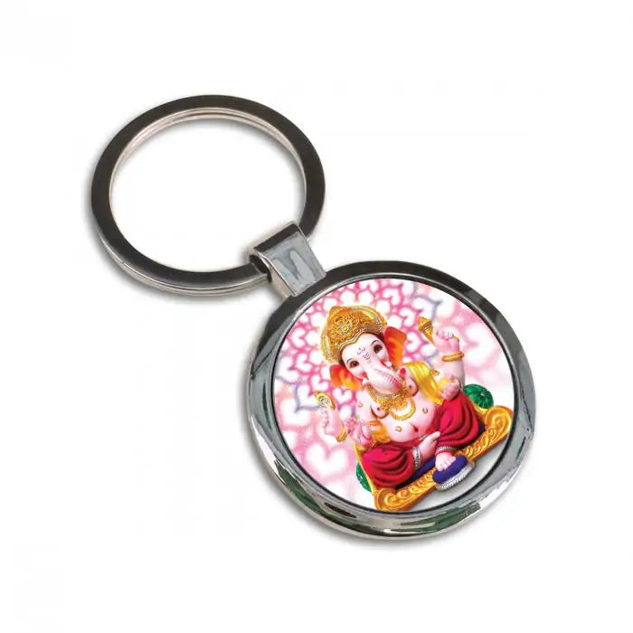 Ganesha Siddhi Vinayaka Round Metal Keychain-3