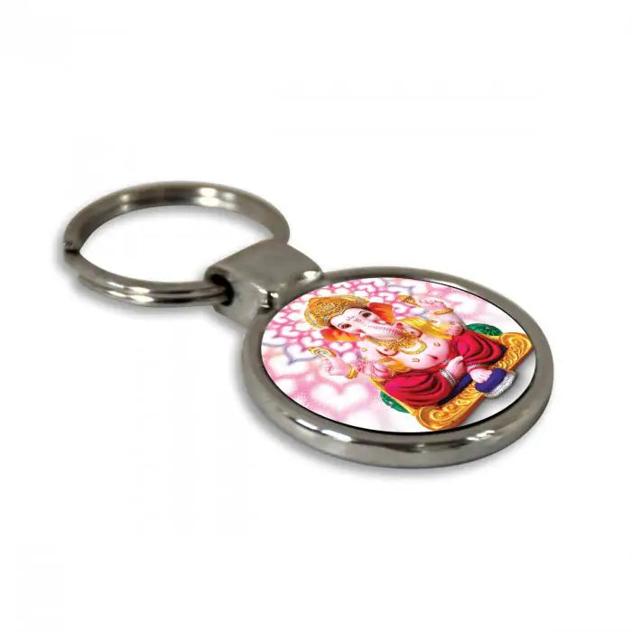 Ganesha Siddhi Vinayaka Round Metal Keychain-4