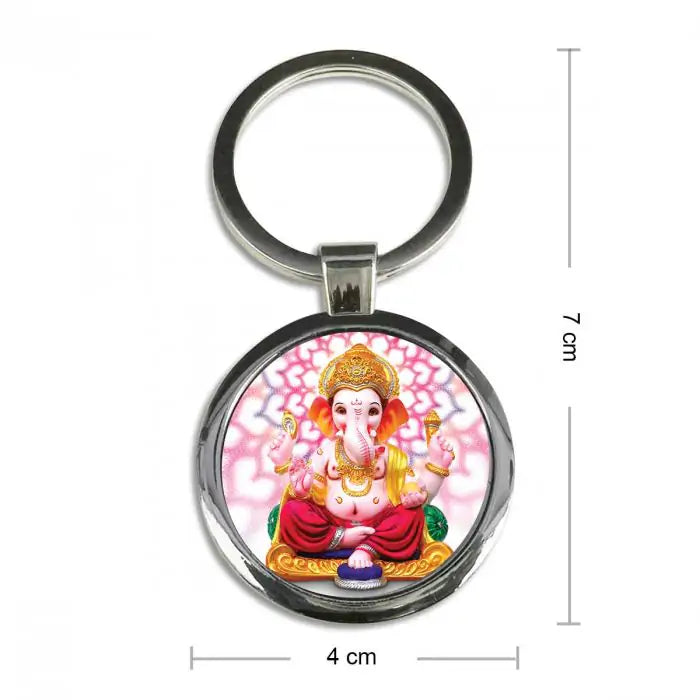 Ganesha Siddhi Vinayaka Round Metal Keychain-6