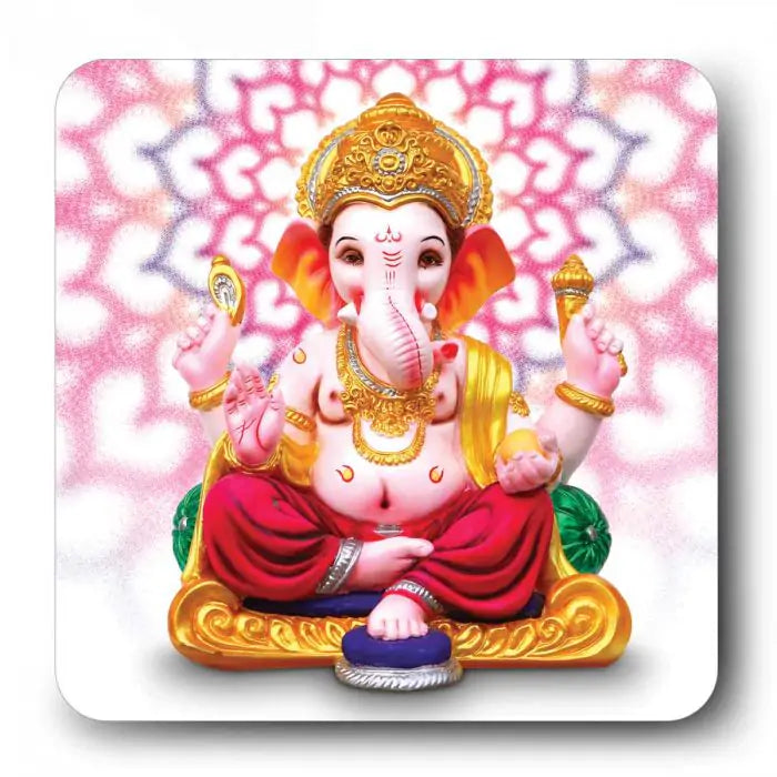 Siddhi Vinayaka Ganesha Wooden Fridge Magnet 9 x 9 cm (3.5x3.5)