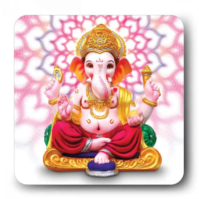 Siddhi Vinayaka Ganesha Wooden Fridge Magnet 9 x 9 cm (3.5x3.5)-1