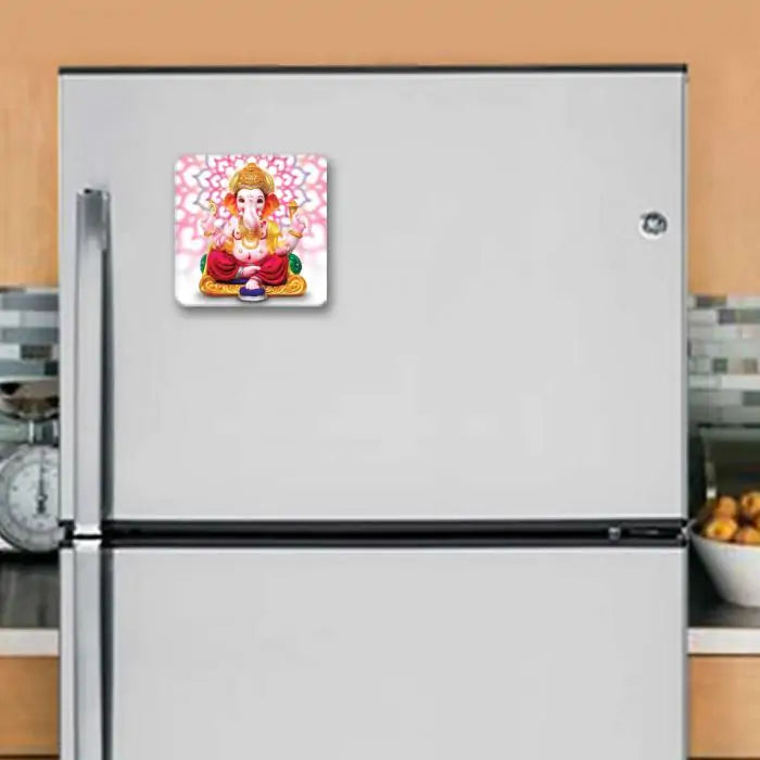 Siddhi Vinayaka Ganesha Wooden Fridge Magnet 9 x 9 cm (3.5x3.5)-2
