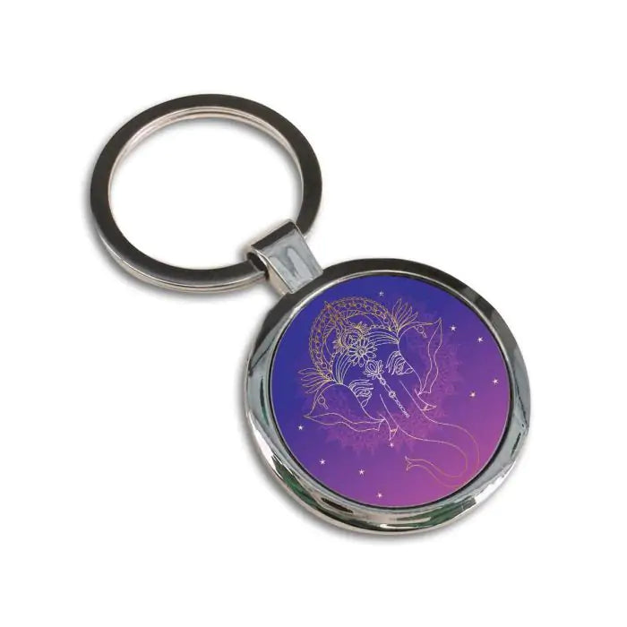 Ganesha Blessings Round Metal Keychain-3