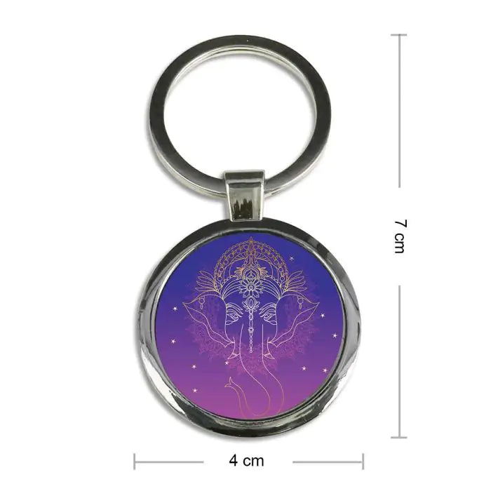 Ganesha Blessings Round Metal Keychain-6