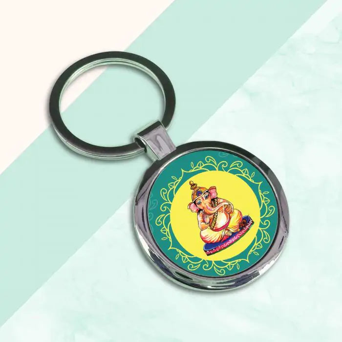 Siddhi Vinayaka Ganesha Ji Round Metal Keychain-2