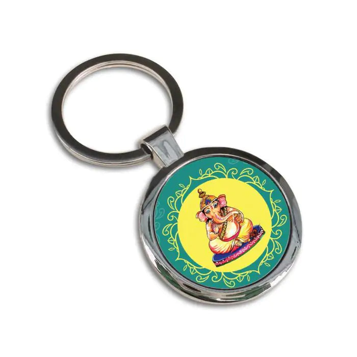 Siddhi Vinayaka Ganesha Ji Round Metal Keychain-3