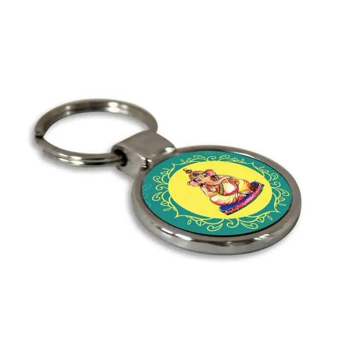 Siddhi Vinayaka Ganesha Ji Round Metal Keychain-4