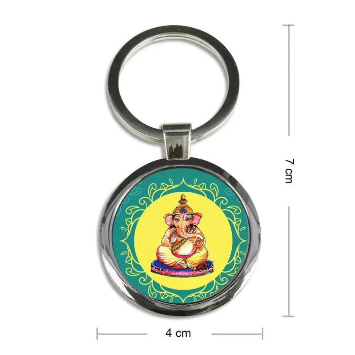 Siddhi Vinayaka Ganesha Ji Round Metal Keychain-6