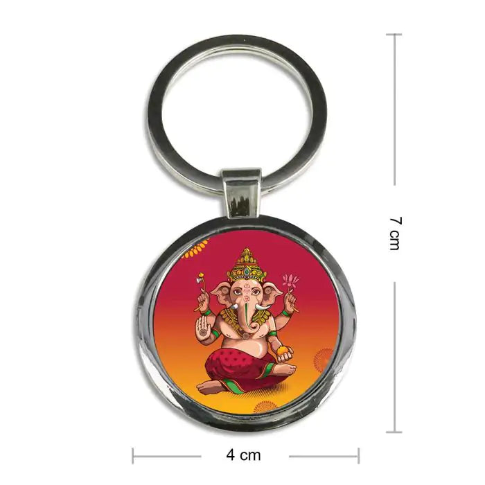 Bala Ganesha Cute Blessings Round Metal Keychain-6