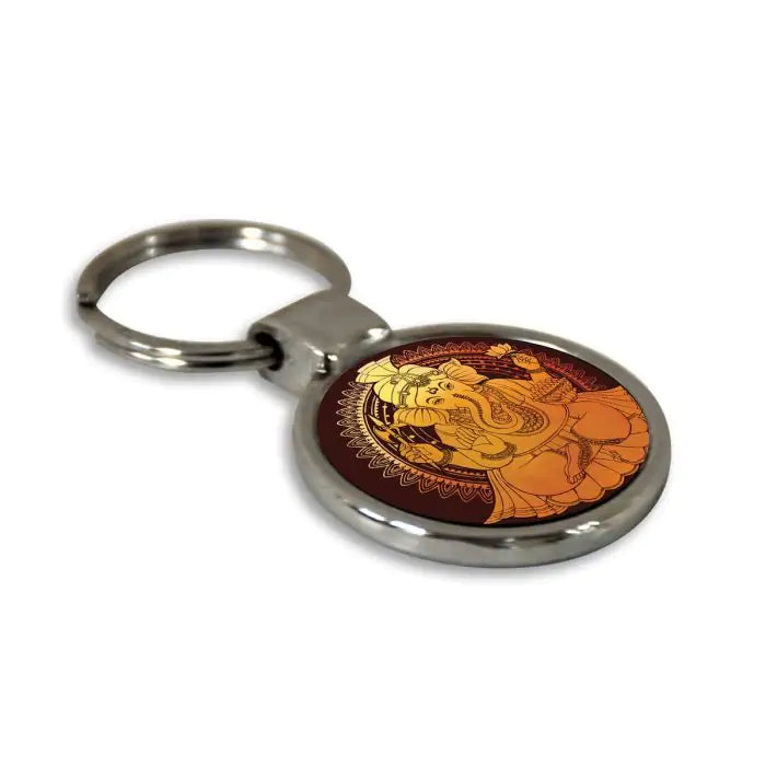 Ganesha Blessing Round Metal Keychain-4