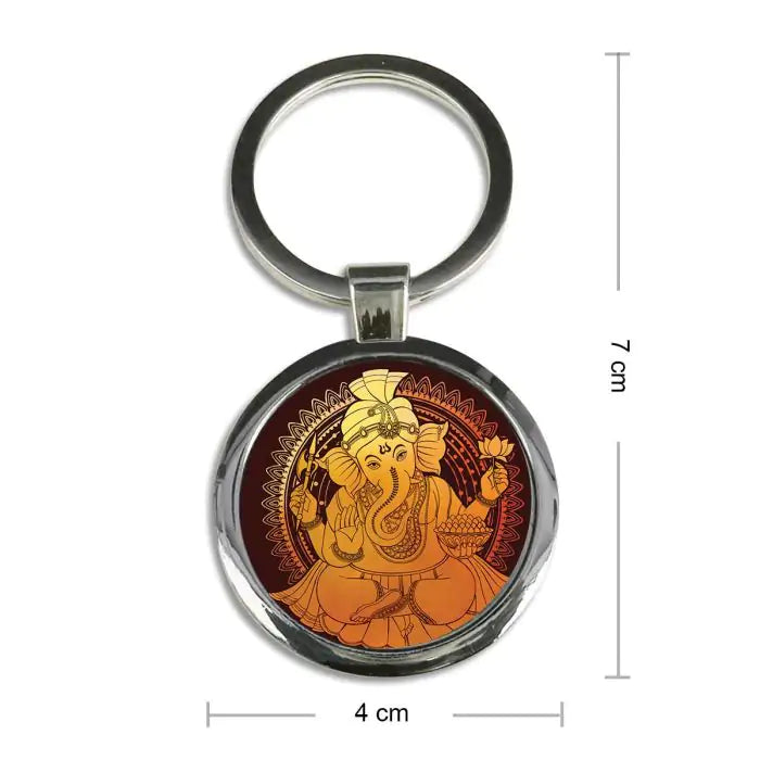 Ganesha Blessing Round Metal Keychain-6