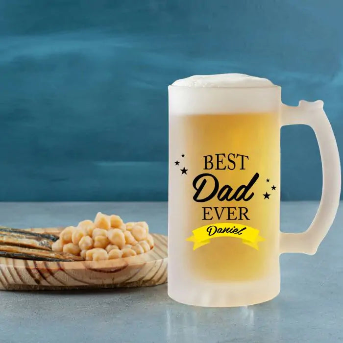 Personalised Best Dad Ever Transparent Beer Mug