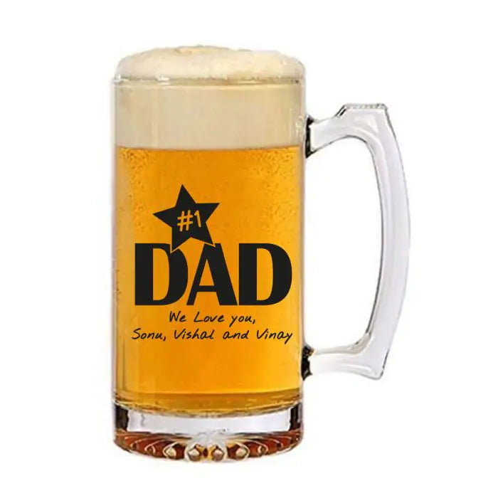 Personalised Dad We Love You Transparent Beer Mug