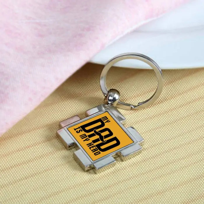 My Hero My Dad Metal Keychain