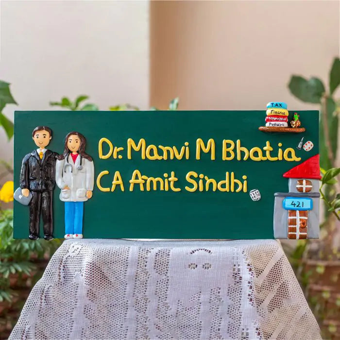 Doctor and CA themed couple nameplate