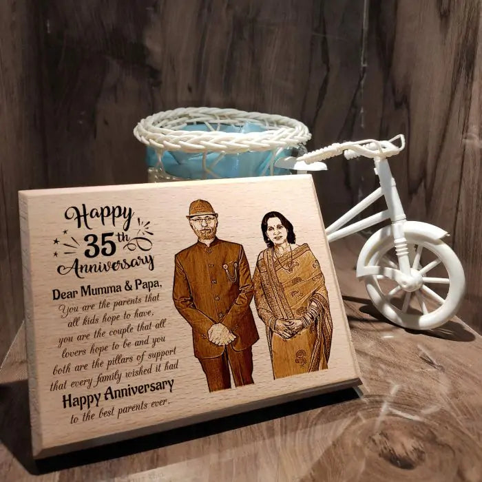 Personalized 50th Golden Wedding Anniversary Engraved Wooden Photo Frame-1