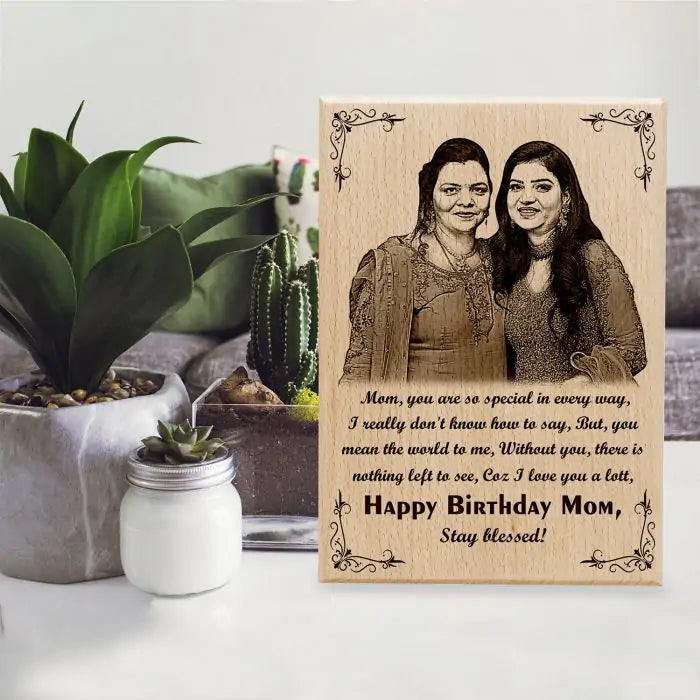 Personalized Gifts for Mom Birthday Wooden Engraved Photo-2