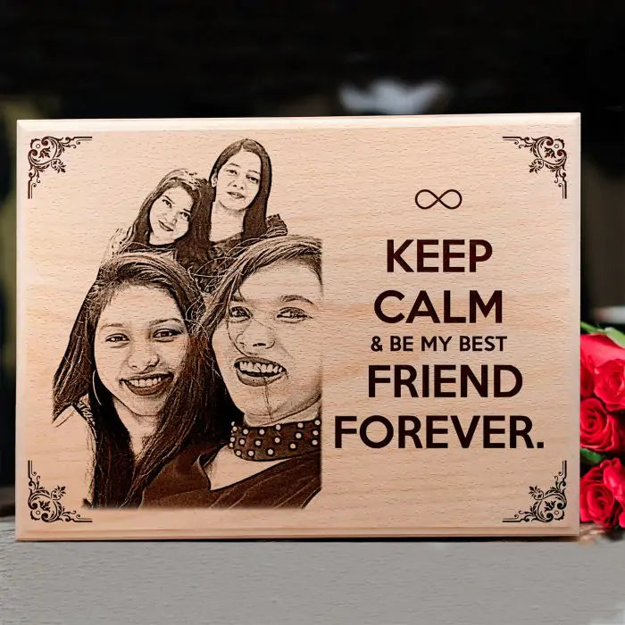Personalized Friend's Forever Engraved Wooden Photo Frame Gift for Friendship Day