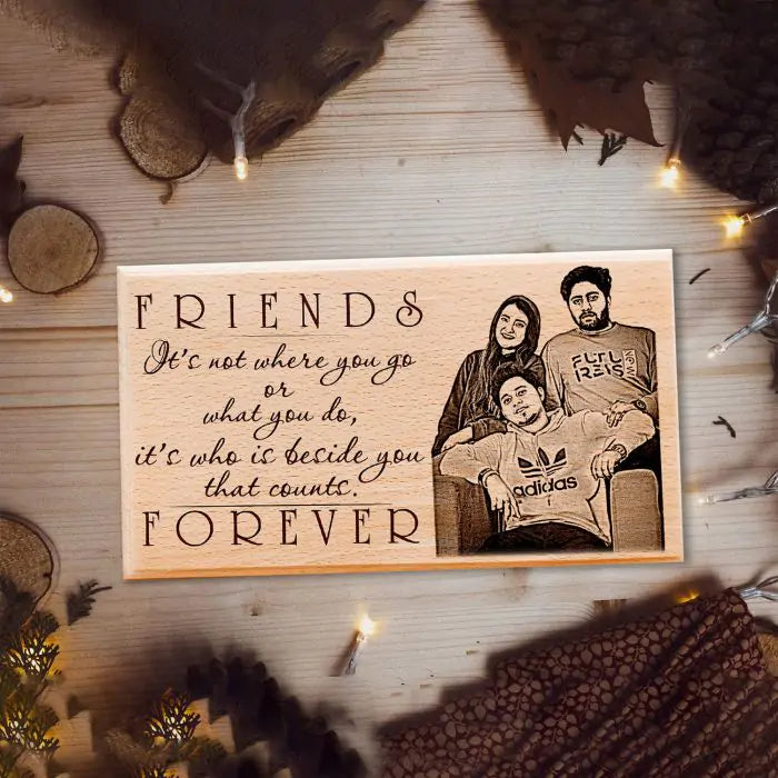 Personalized Friends Forever Engraved Wooden Photo Frame for Best Friend