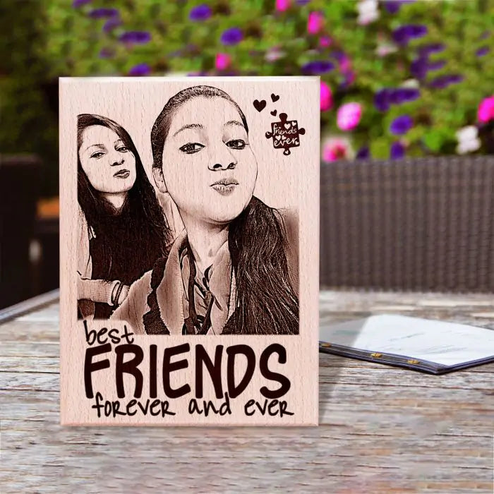 Personalized Friends Forever Engraved Wooden Photo Frame for Best Friend-1