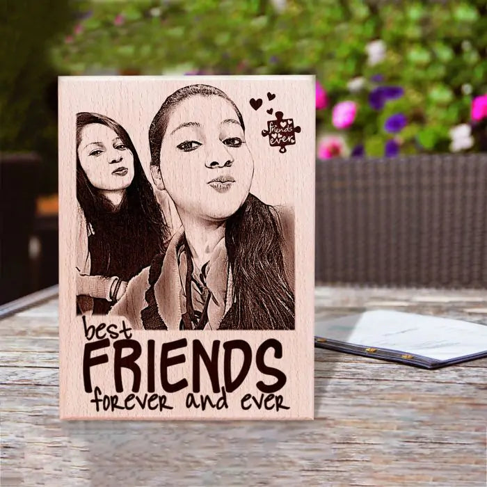 Personalized BFF's Engraved Wooden Photo Frame for Best Friend