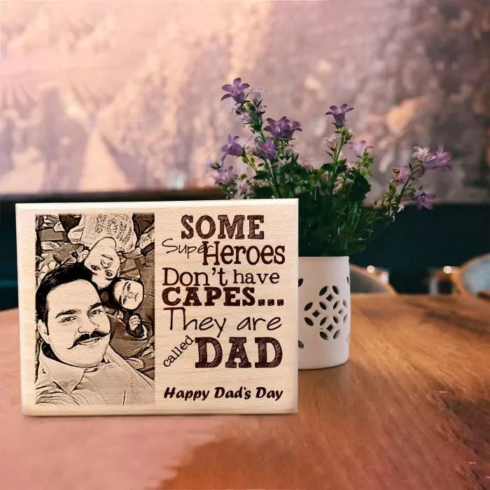 Personalized Happy Father’s Day Engraved Wooden Photo Frame Gift for Dad-1
