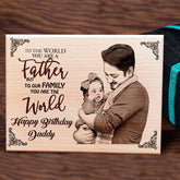 Personalized Wooden Photo Frame with Text Engraving Happy Birthday Daddy