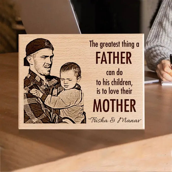 Personalized Engraved Wooden Photo Frame Gift for Father's Day-1
