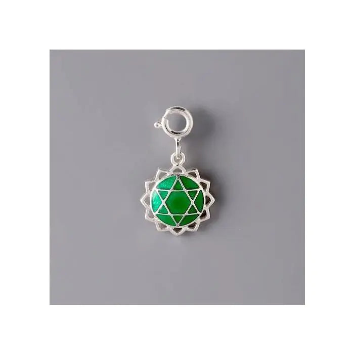 Anahata Chakra Rakhi With Meenakari - Silver