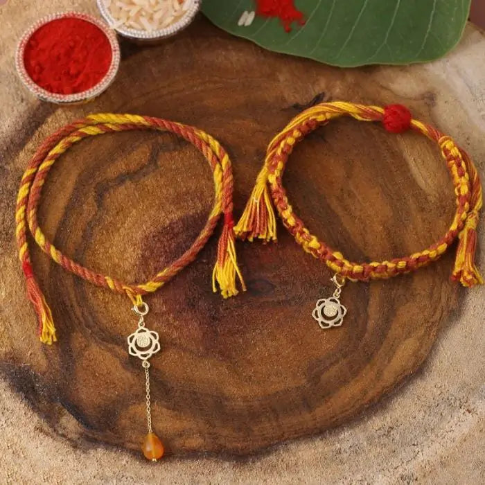 Swadhisthana Chakra Rakhi & Lumba Set - Gold