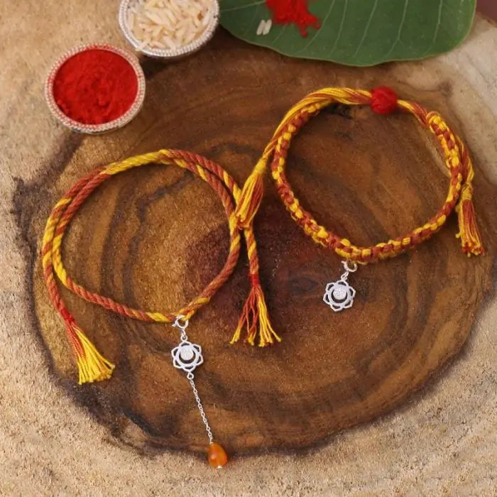 Swadhisthana Chakra Rakhi & Lumba Set - Silver