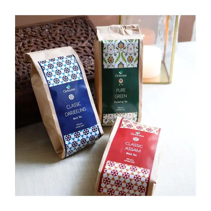 Indian Tea Collection - Premium Black & Green Whole Leaf Teas In Handcrafted Sesham Wood Box-3