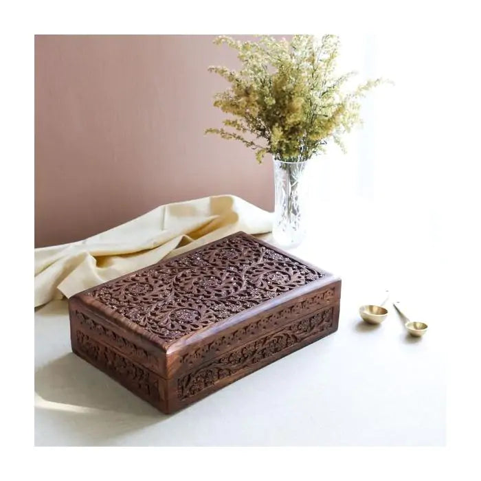 Indian Tea Collection - Premium Black & Green Whole Leaf Teas In Handcrafted Sesham Wood Box-4