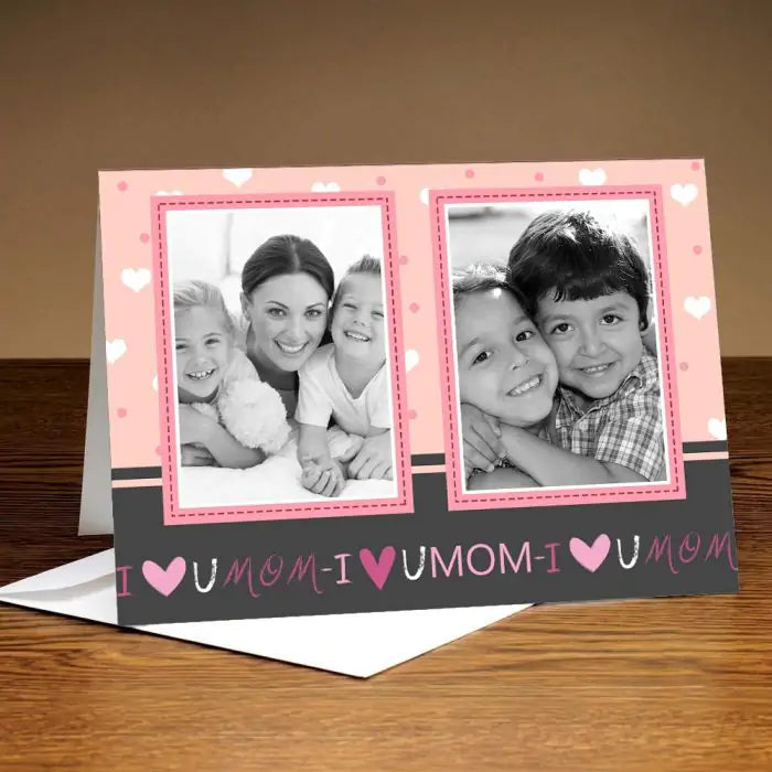 Personalized Love You Mom Hearts Greeting Card Gift For Mother's Day 1