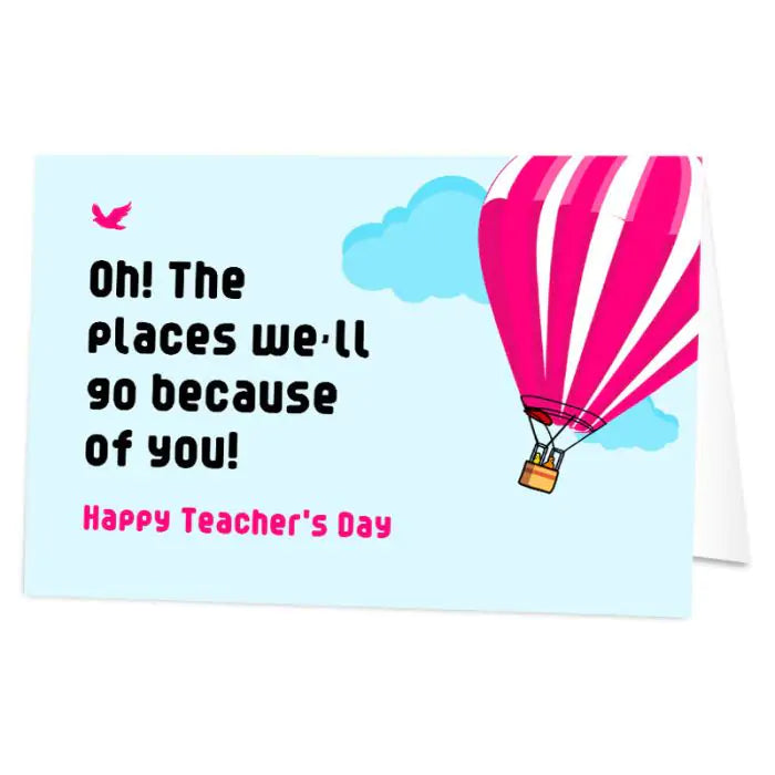 Personalised Hot Air Balloon Teachers Card