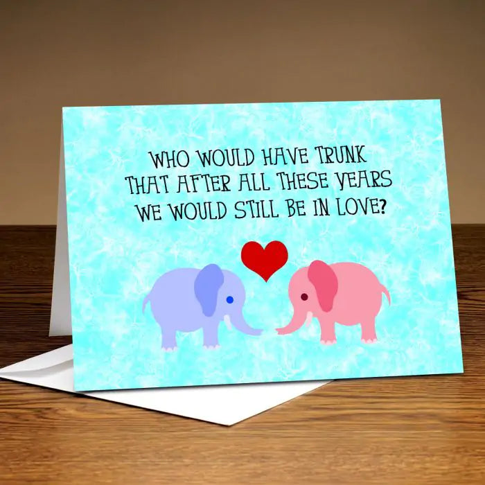 Personalised Cute Elephant Couple I Love You Card