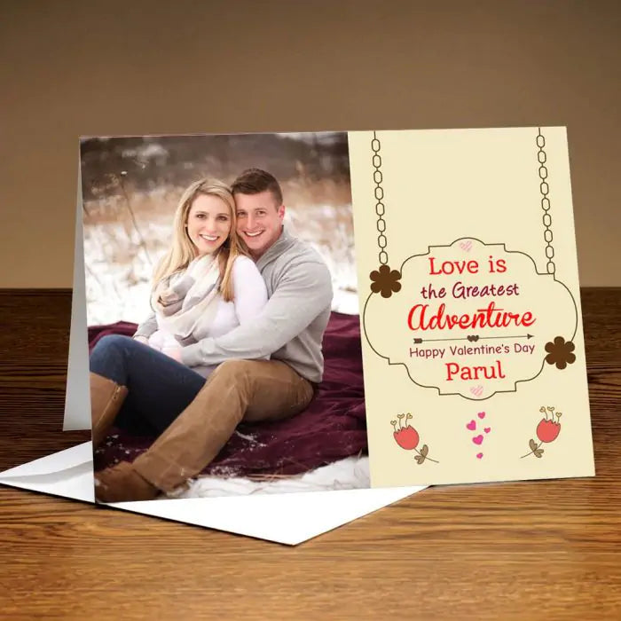Personalised Love Adventure Photo Greeting Card-1