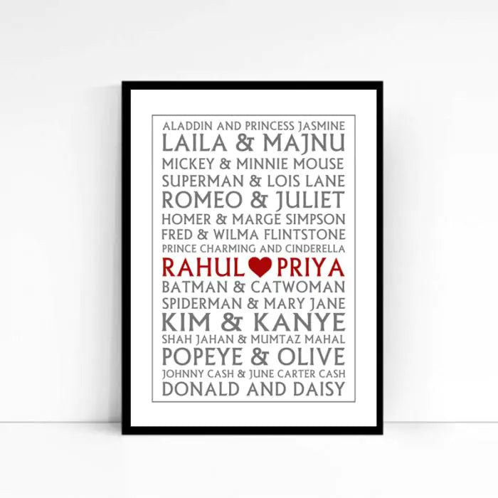 Personalised Between Popular Couples Poster