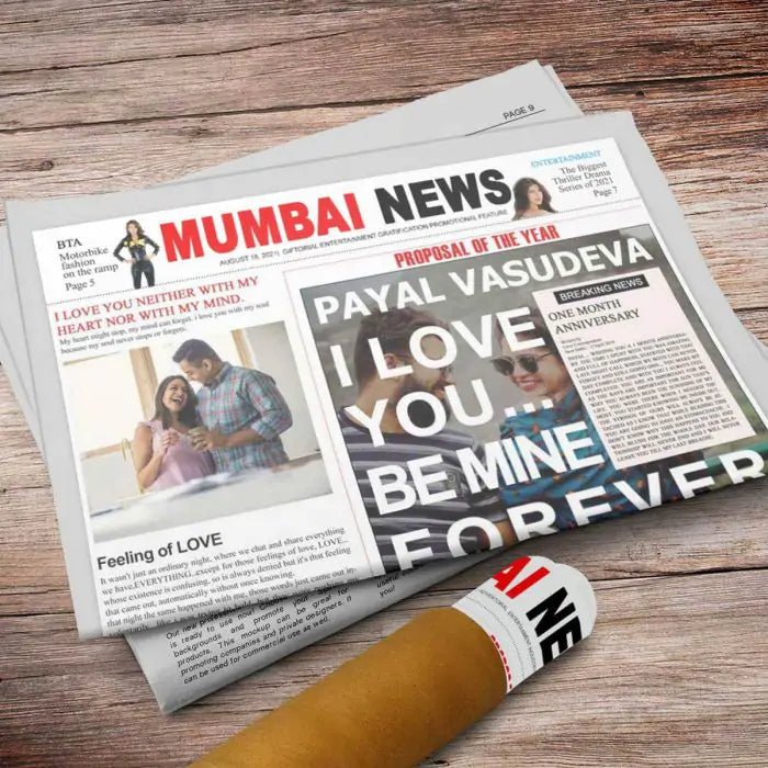 Personalised Newspaper - Valentine Day Proposal