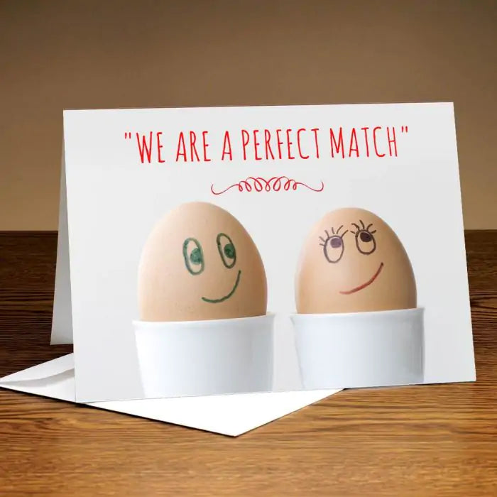 Personalised Eggstatic' Perfect Match Anniversary Card