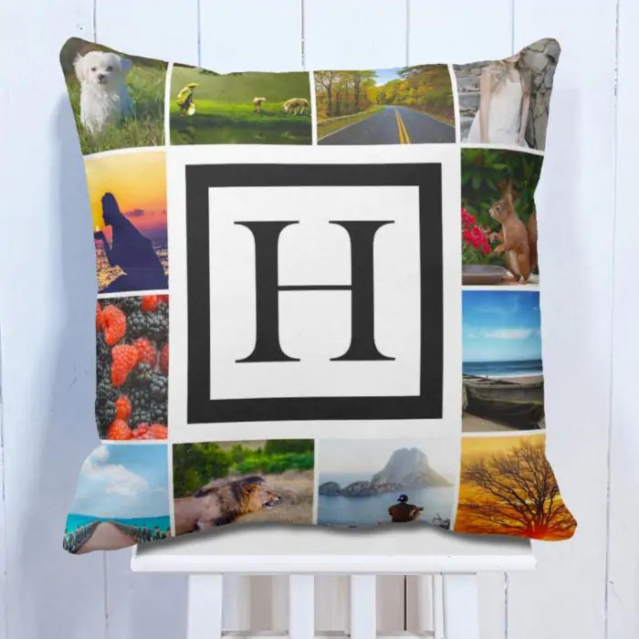 Personalized Monogram 12 Photo Cushion Gift For Couple 1