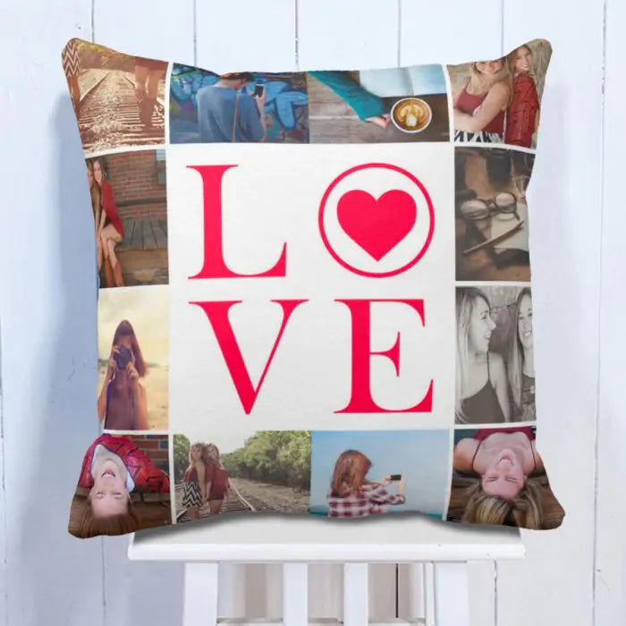 Personalised Love 12 Photo Cushion