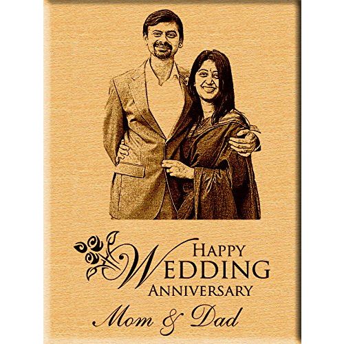 Wedding Anniversary Personalized Engraved Wooden Photo Frame For Married Couples